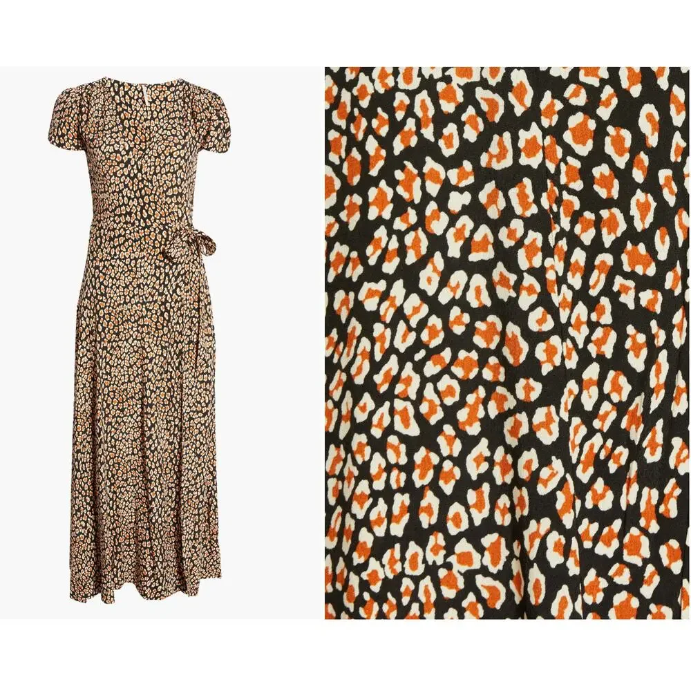 Free People Jess Wrap Dress Floral Midi Surplice Boho Small - Picture 2 of 12